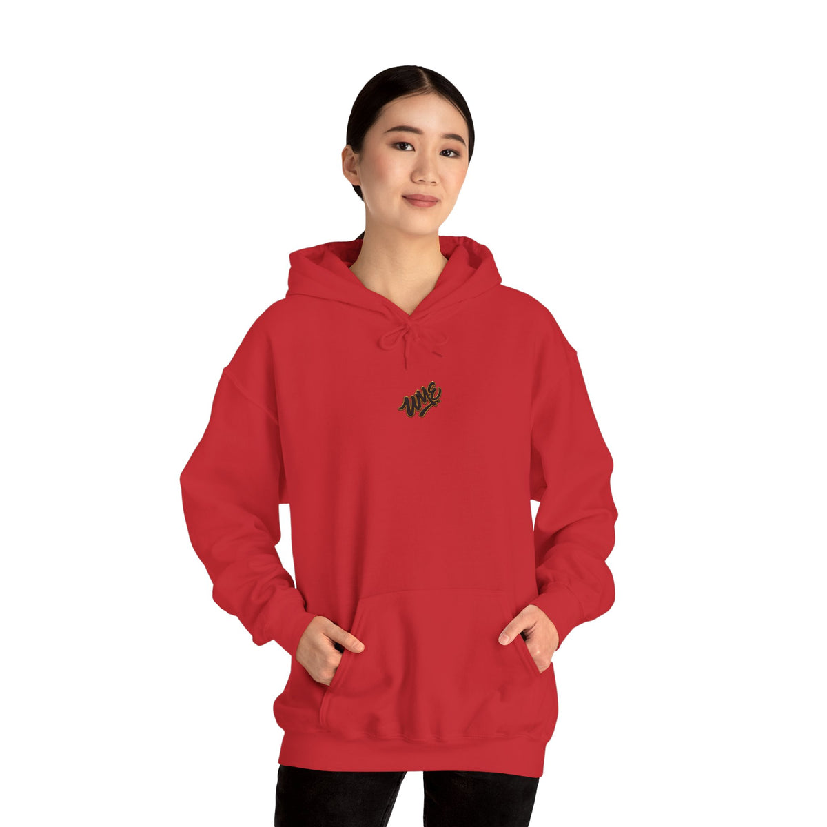 Hoodie — White UME Black Logo All-Over Print