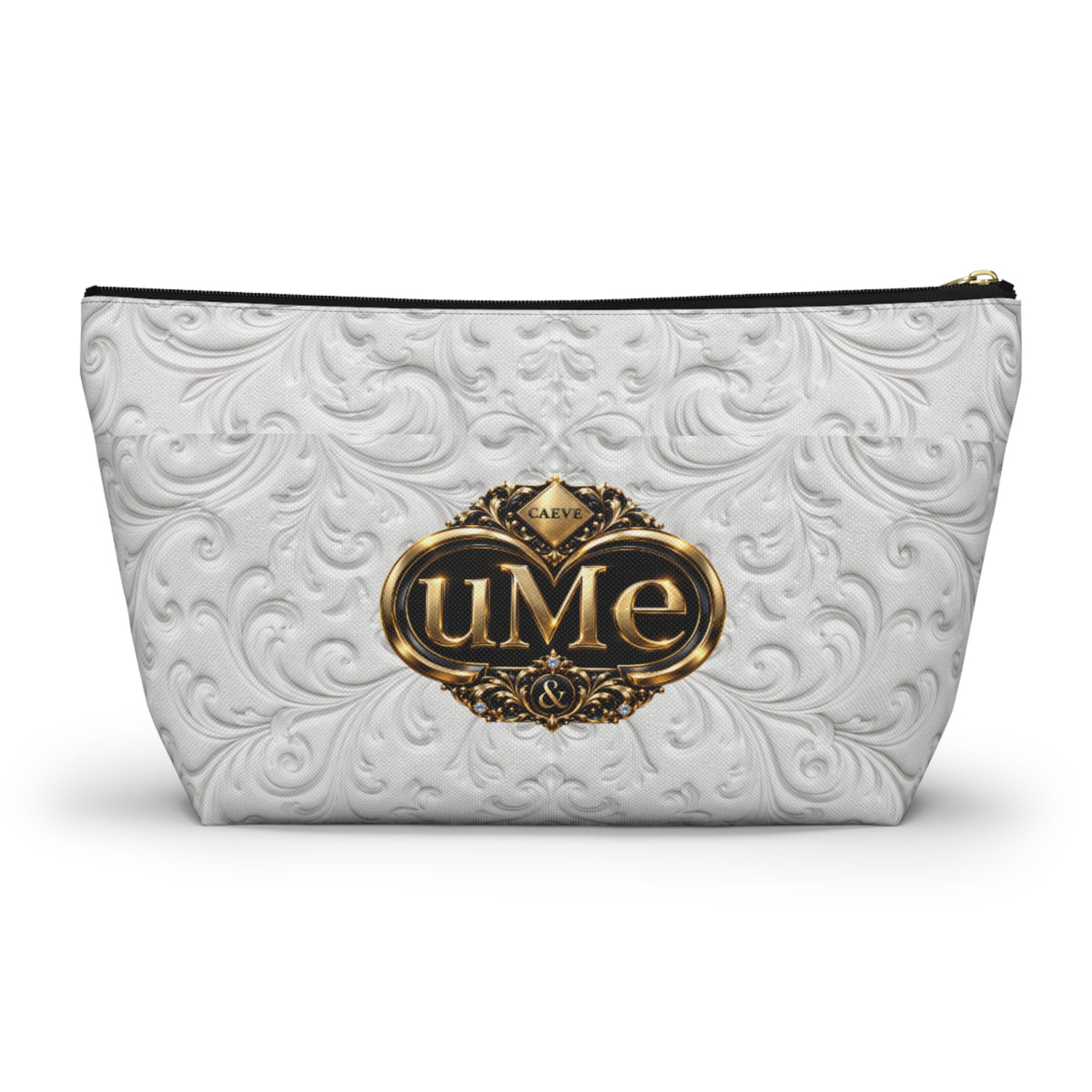 White UME Gold Crest Accessory Pouch — All-Over Print