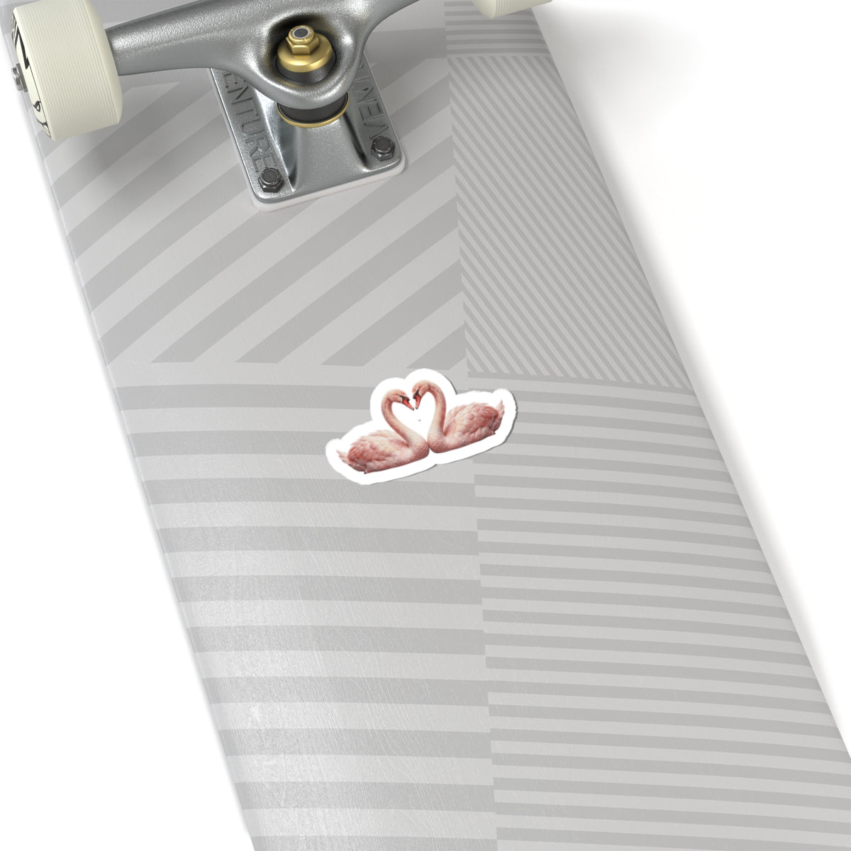 Swan Heart Kiss-Cut Sticker — Blush Pink Romantic Decal