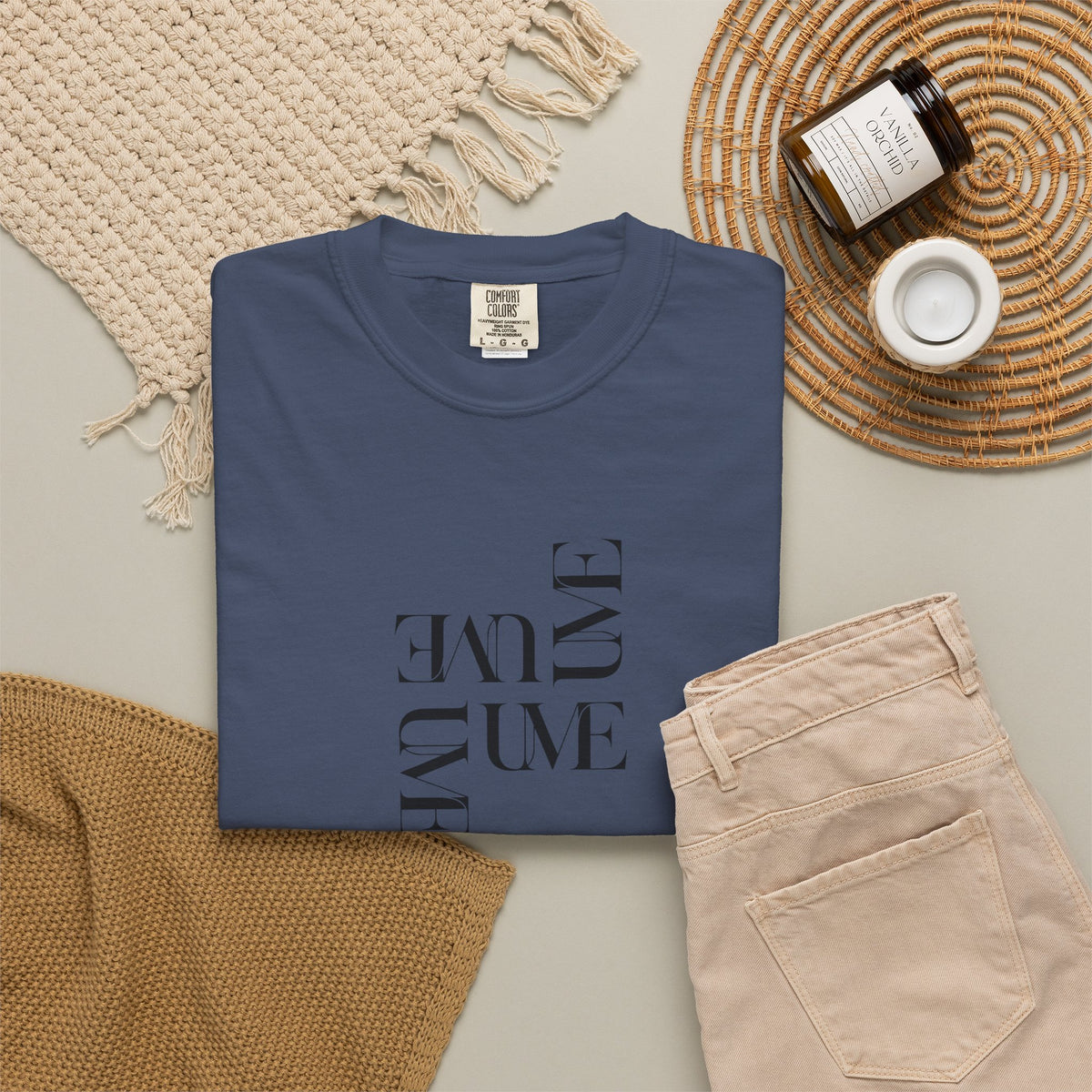 UME Typography Garment-Dyed T-Shirt — White, Ivory & More Colors