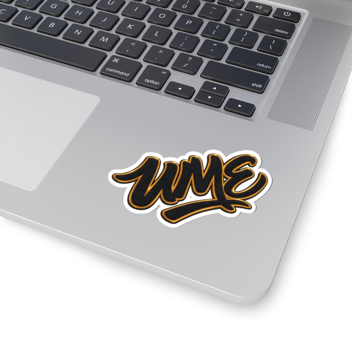 Black & Gold Graffiti "UME" Kiss-Cut Sticker — Bold Script Vinyl Decal