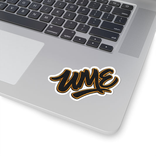 Black & Gold Graffiti "UME" Kiss-Cut Sticker — Bold Script Vinyl Decal