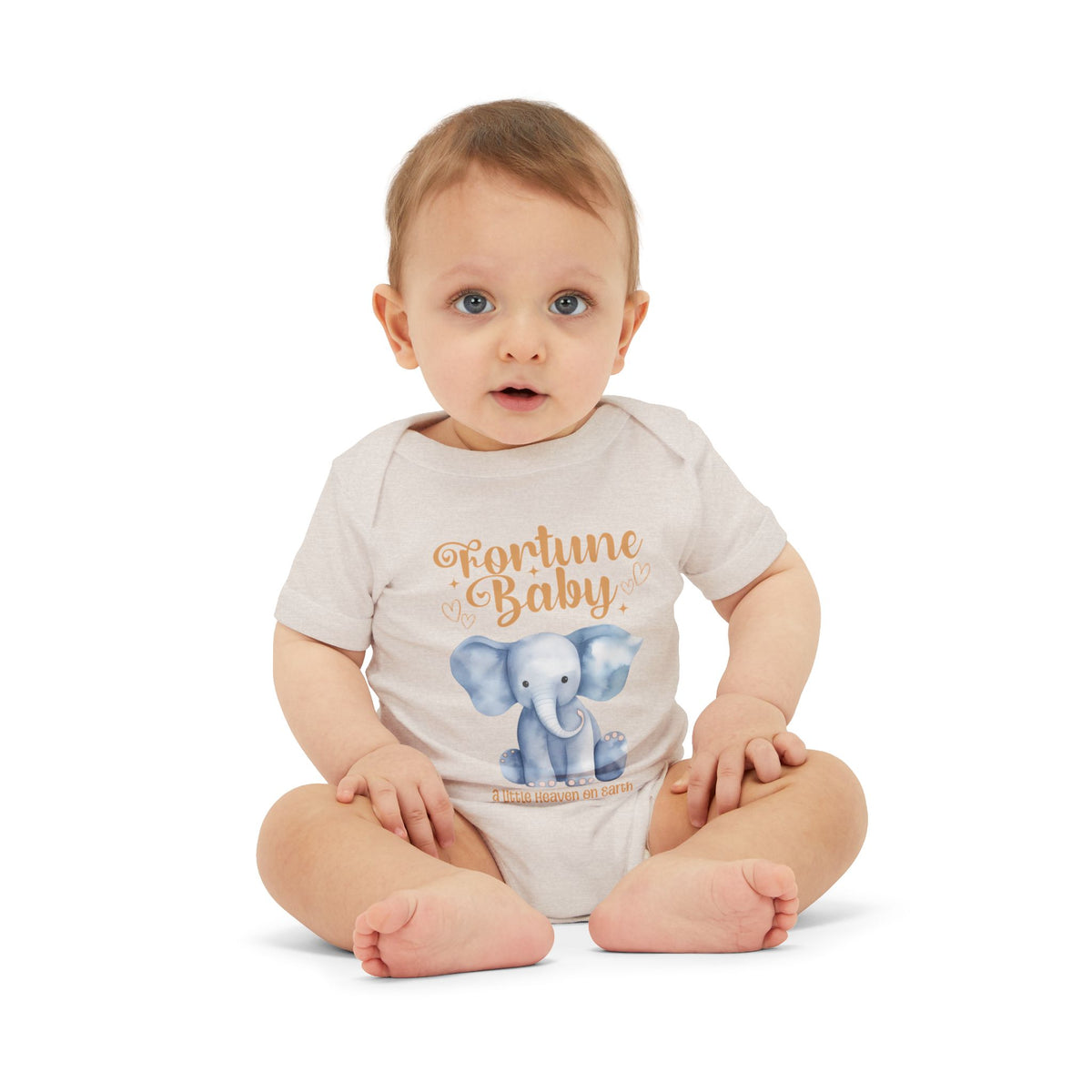 Fortune Baby Elephant Infant Onesie — Cute Blue Elephant Baby Bodysuit