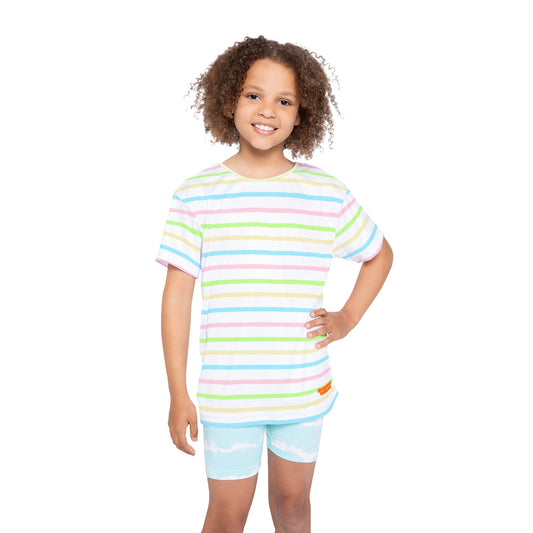 Kids Pastel Stripe Sports Jersey — Lightweight Athletic Tee for Boys & Girls