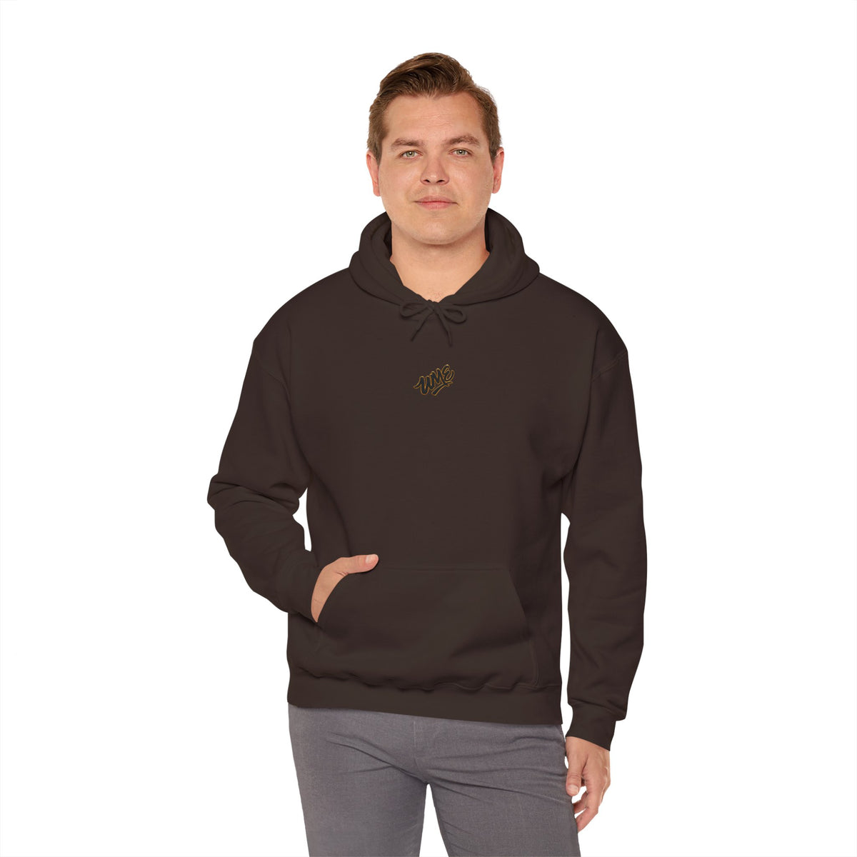Hoodie — White UME Black Logo All-Over Print