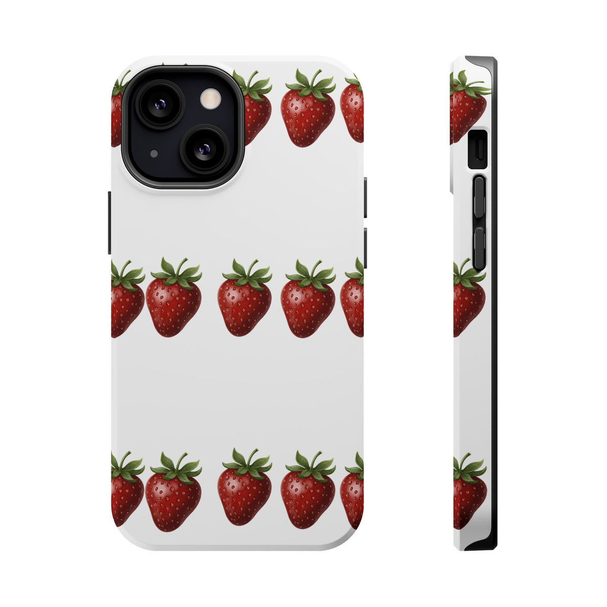 Strawberry Row Phone Case — White MagSafe Magnetic Impact-Resistant Cover