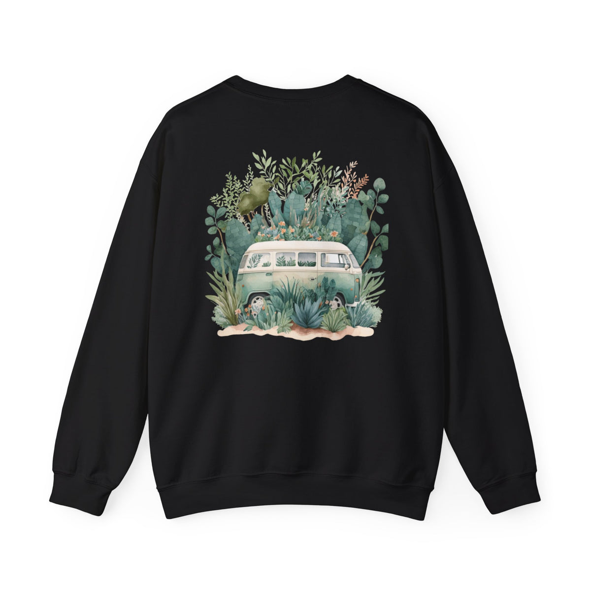 Vintage Camper Crewneck Sweatshirt — Floral VW Van Roadtrip Design