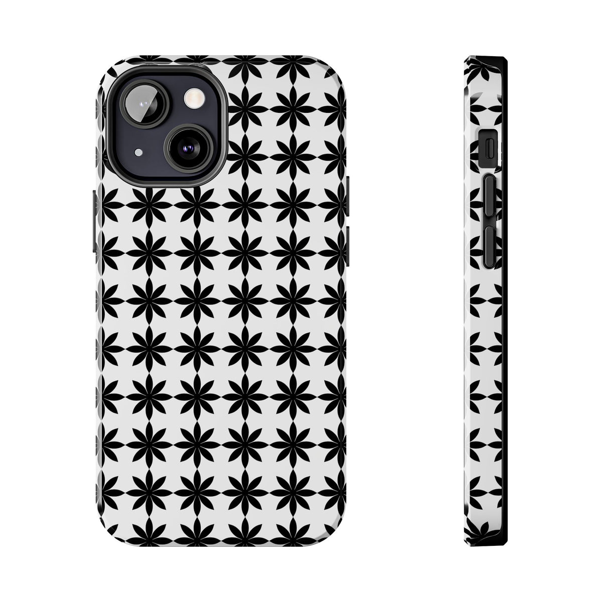 Tough Phone Case — Black & White Geometric Star Pattern