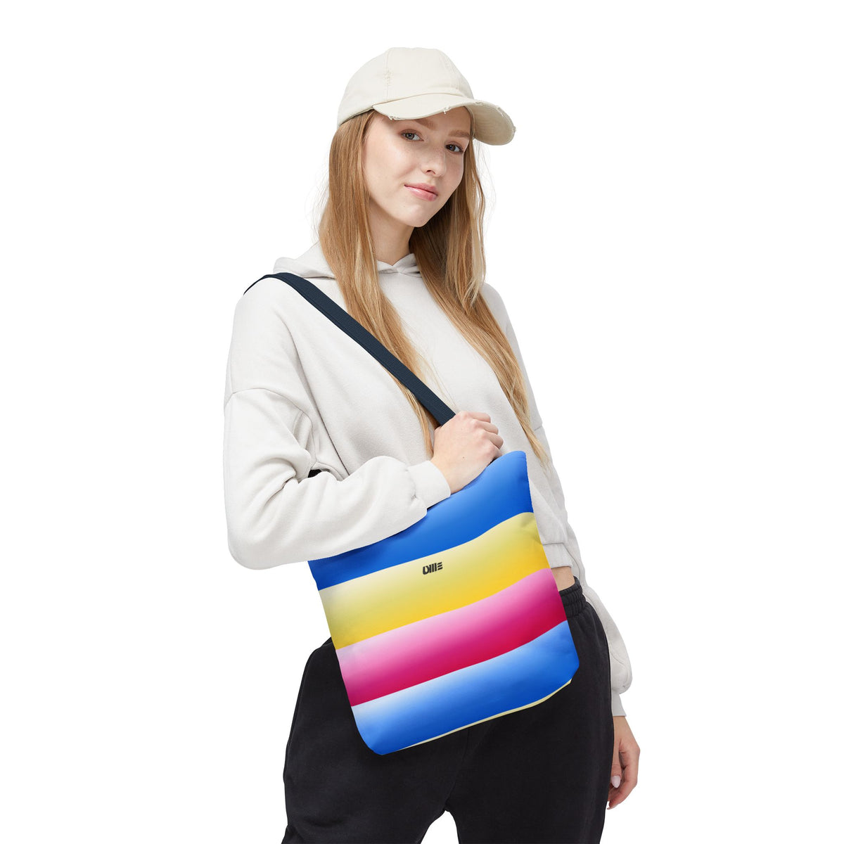Colorful Pride Stripes Tote Bag – Pastel Blue, Yellow & Pink AOP