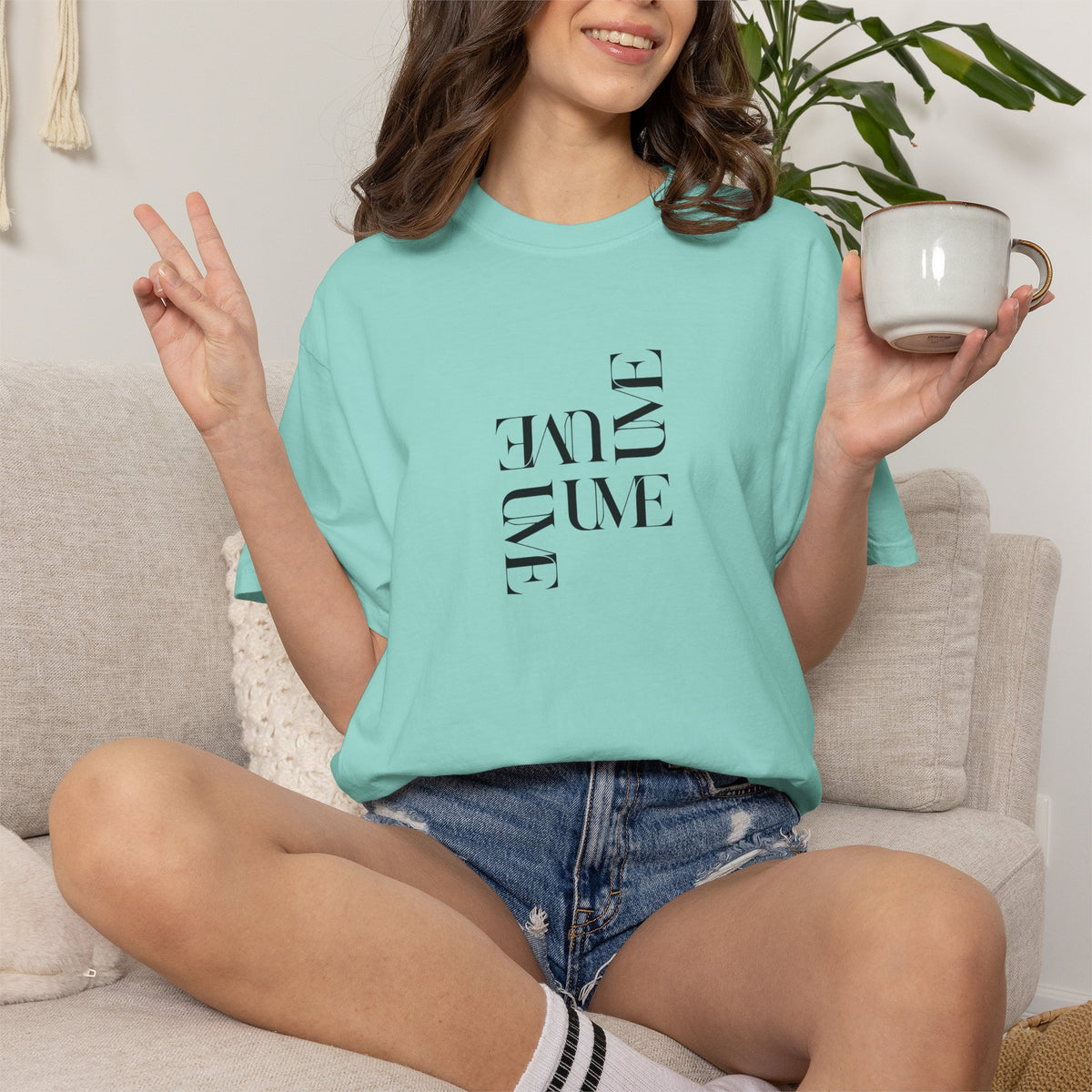 UME Typography Garment-Dyed T-Shirt — White, Ivory & More Colors