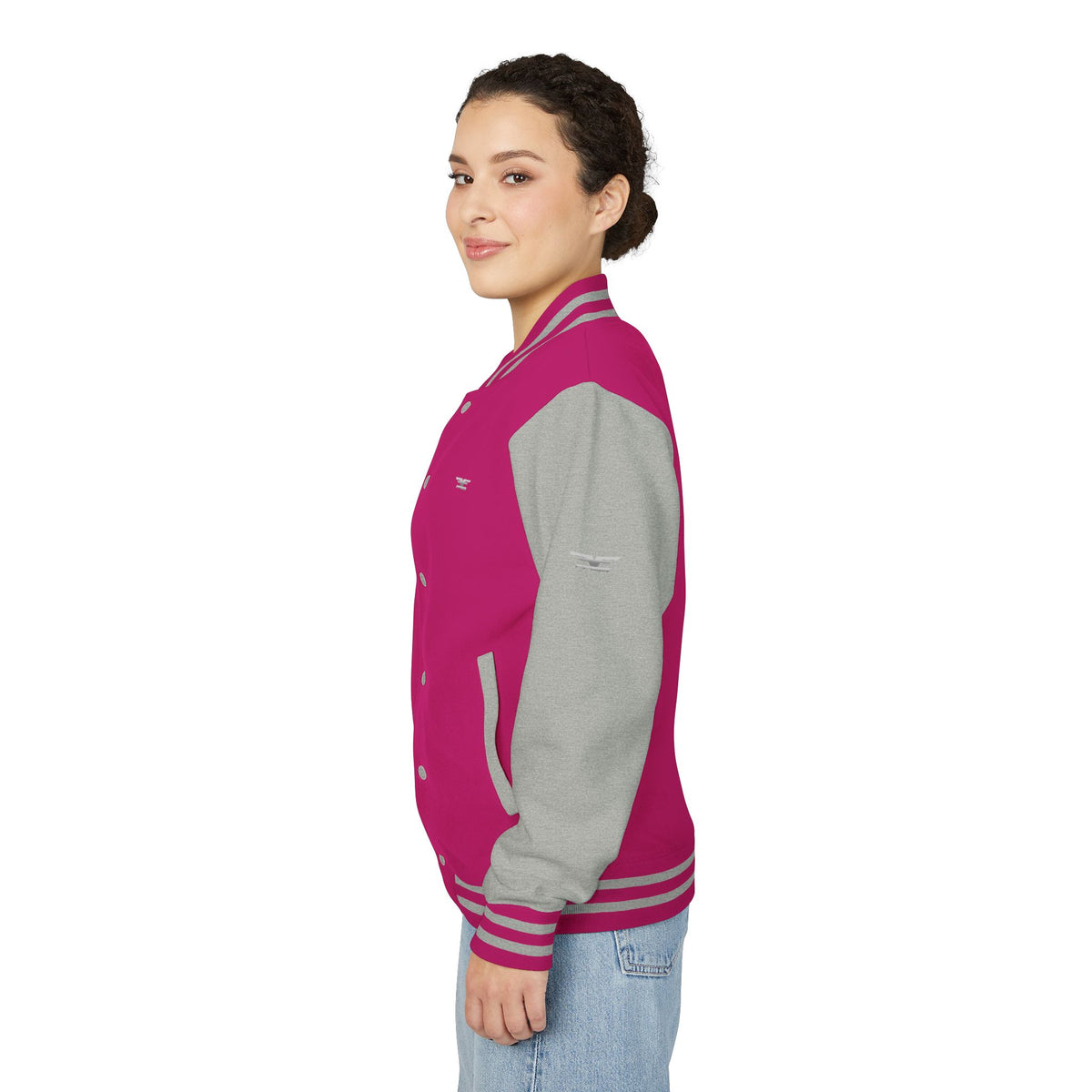 Black and White Varsity Jacket with Winged Logo