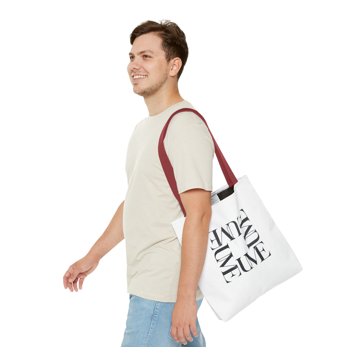UME Square Typography Tote Bag — White