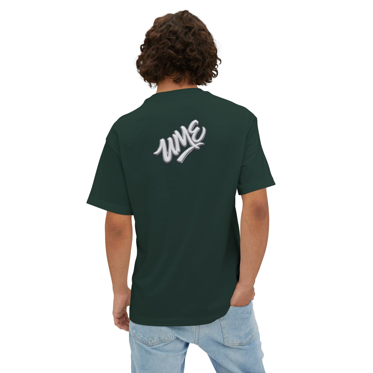 UME Script Logo Boxy Tee — White Oversized Graphic T-Shirt
