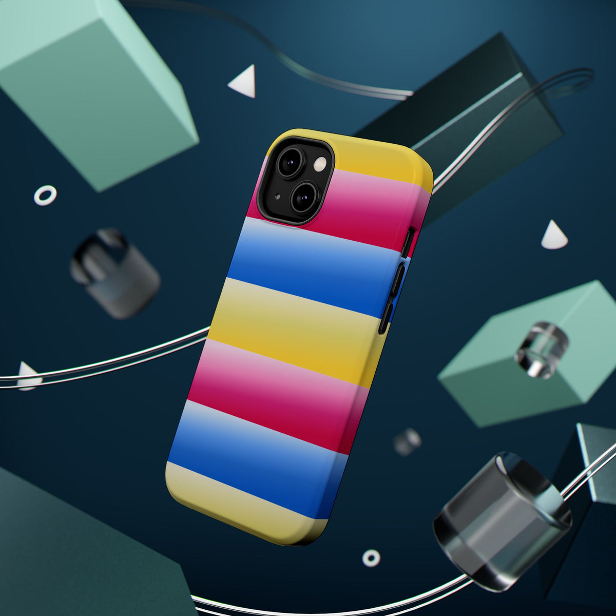 Striped Magnetic Impact-Resistant Phone Case — Colorful Pink Blue Yellow Protection