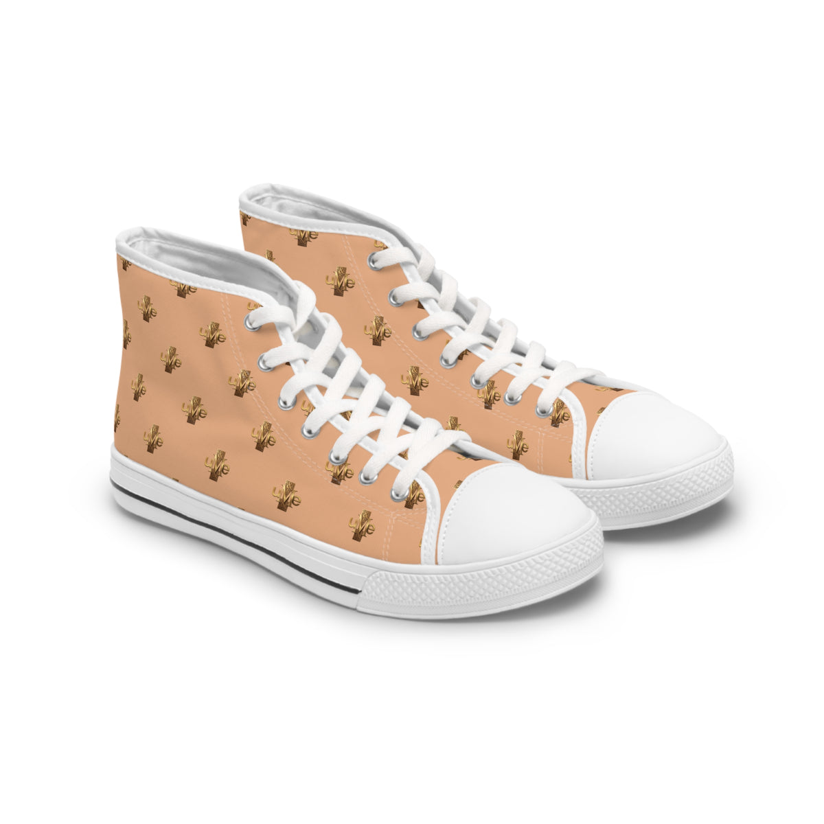 Women’s High-Top Sneakers — Light Peach All-Over Print