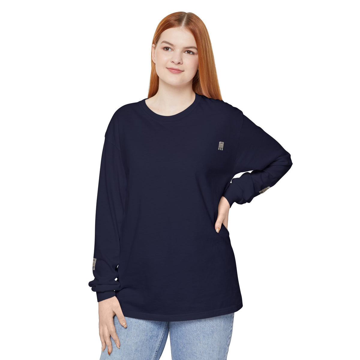 Garment-Dyed Long-Sleeve T-Shirt — Multi-Color Minimal Graphic