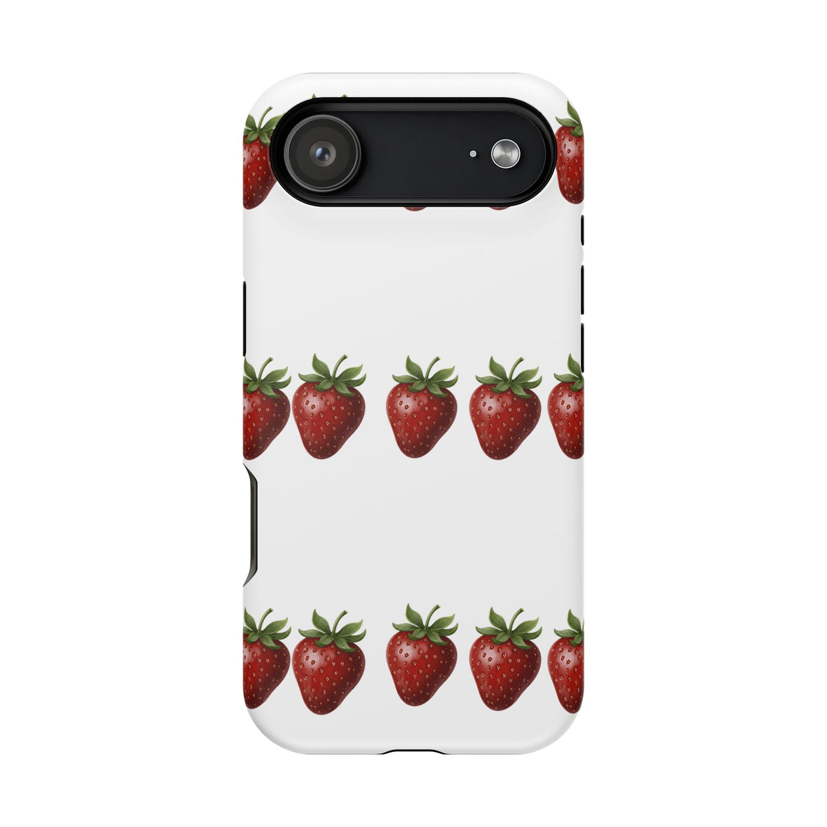 Strawberry Row Phone Case — White MagSafe Magnetic Impact-Resistant Cover