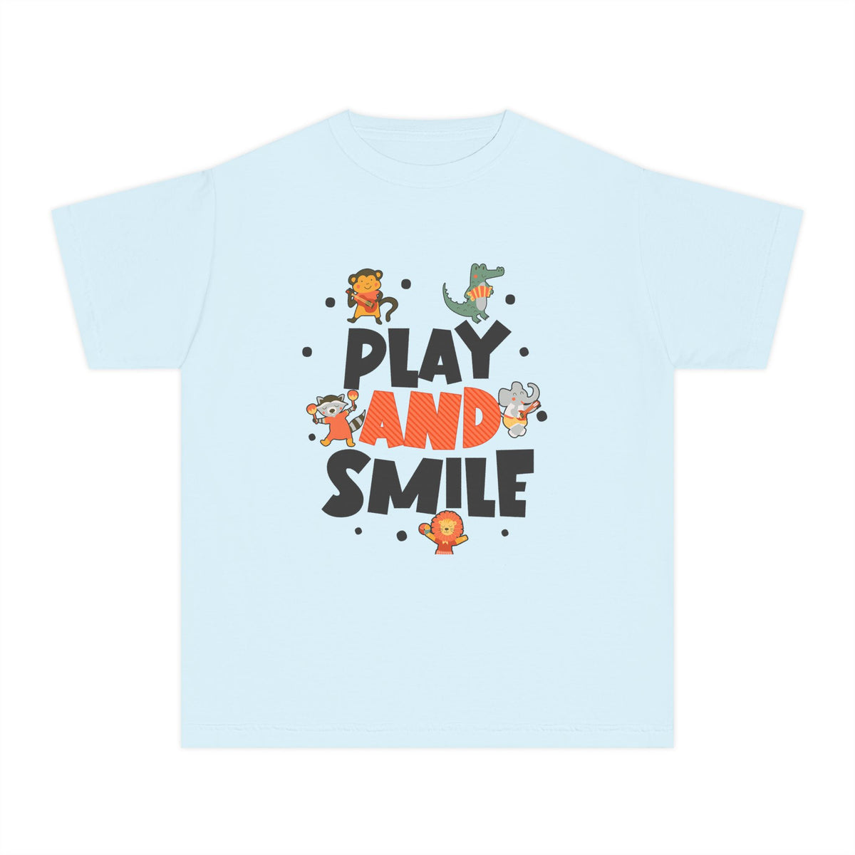 Play and Smile Youth Tee — Cute Animal Playtime Kids T‑Shirt