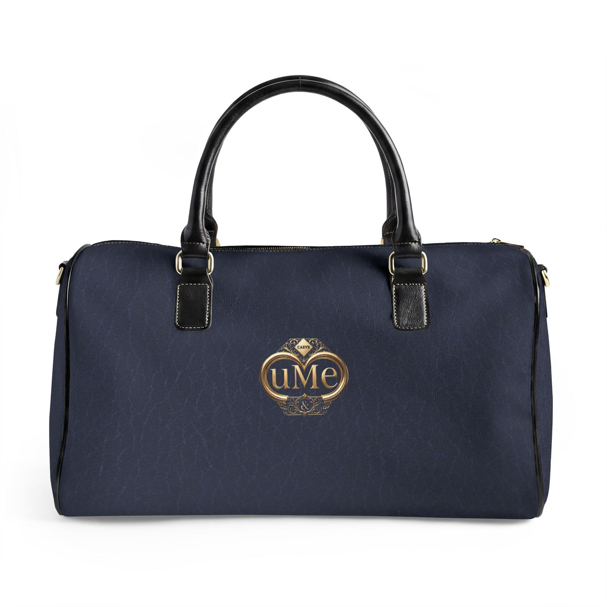 Navy UME Gold Crest Travel Duffel — PU Faux Leather