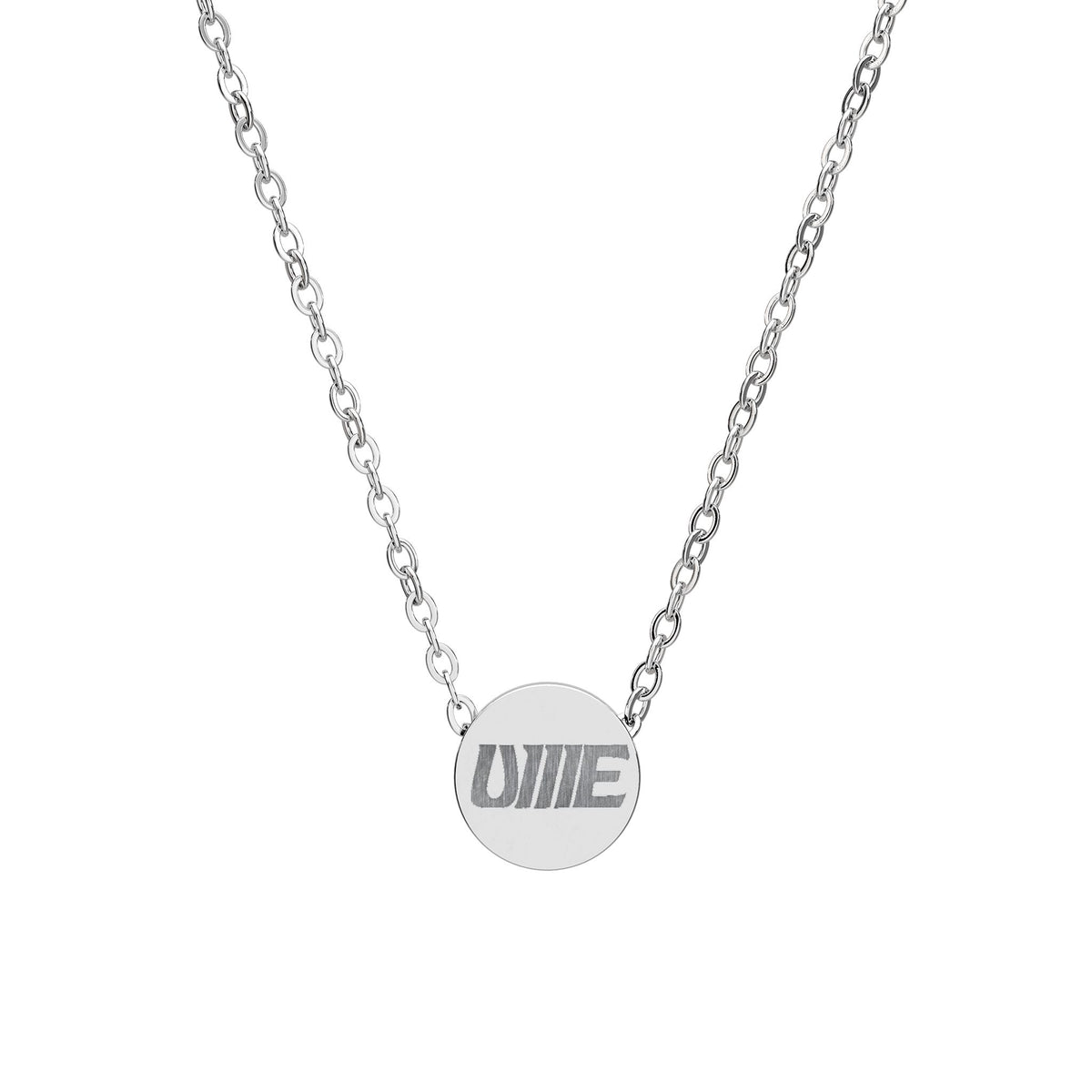 UME Mini Engraved Circle Necklace — Gold PVD & Stainless Steel Pendant