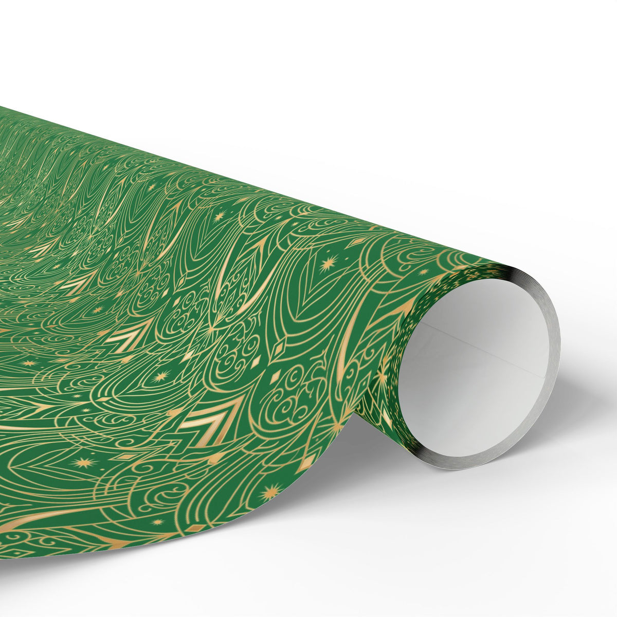 Festive Green & Gold Wrapping Paper Roll — Elegant Holiday Gift Wrap