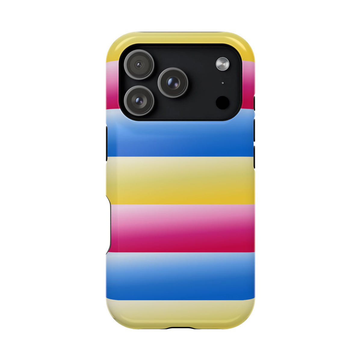 Striped Magnetic Impact-Resistant Phone Case — Colorful Pink Blue Yellow Protection
