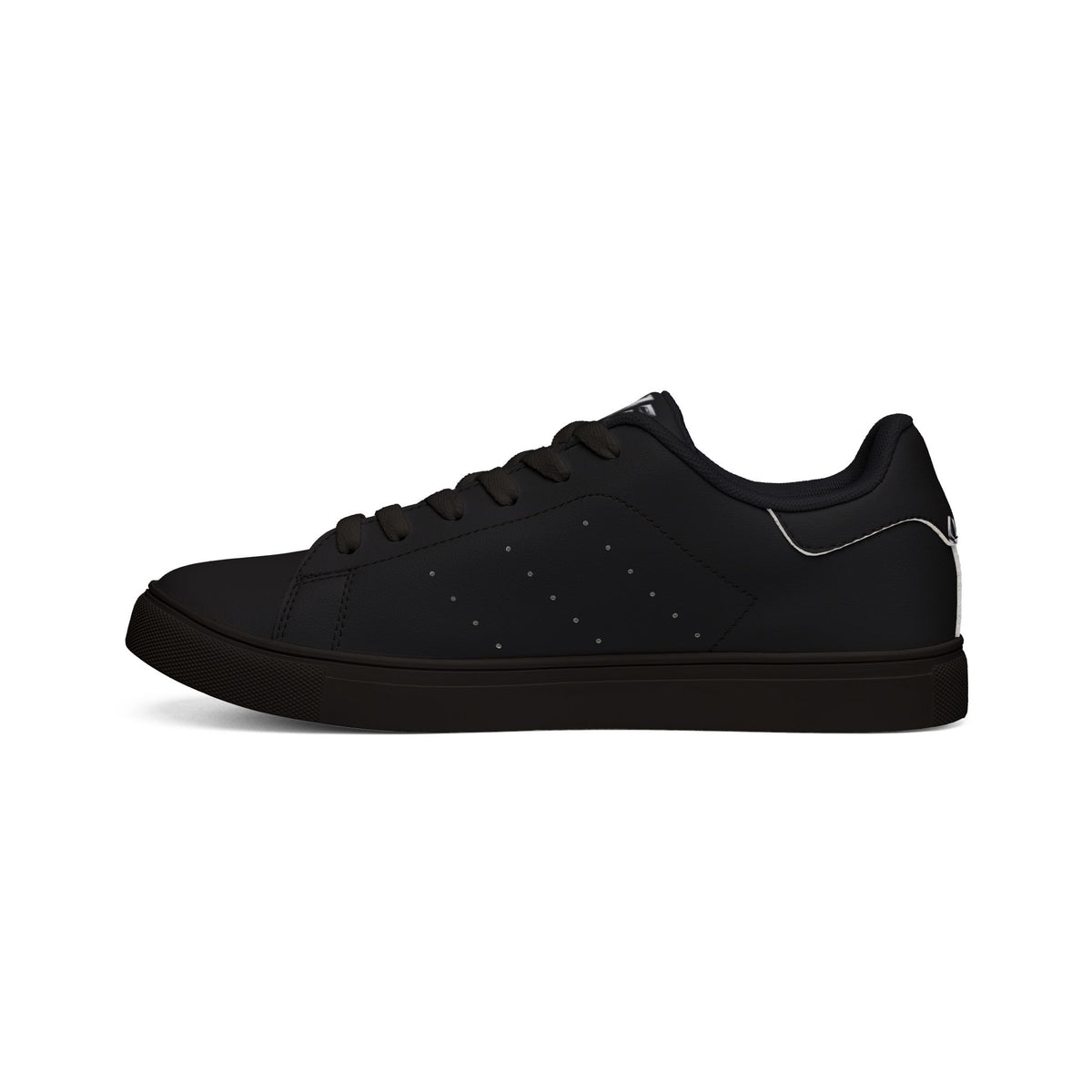 Men's Low-Top Leather Sneakers — Black Retro Logo Casual Shoes