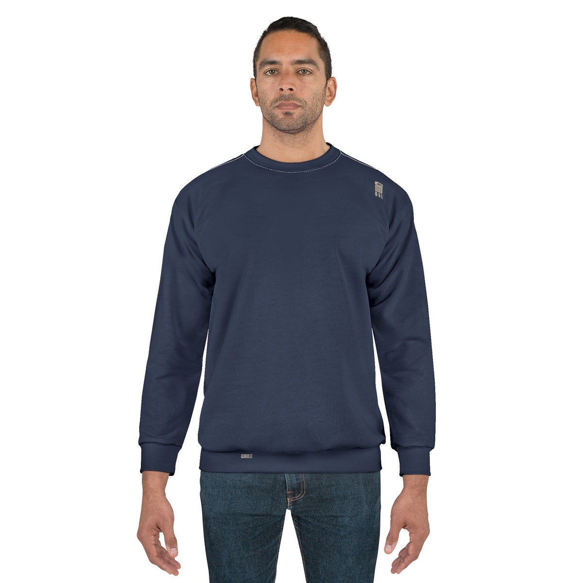 Minimal Crewneck Sweatshirt — Navy All-Over Print