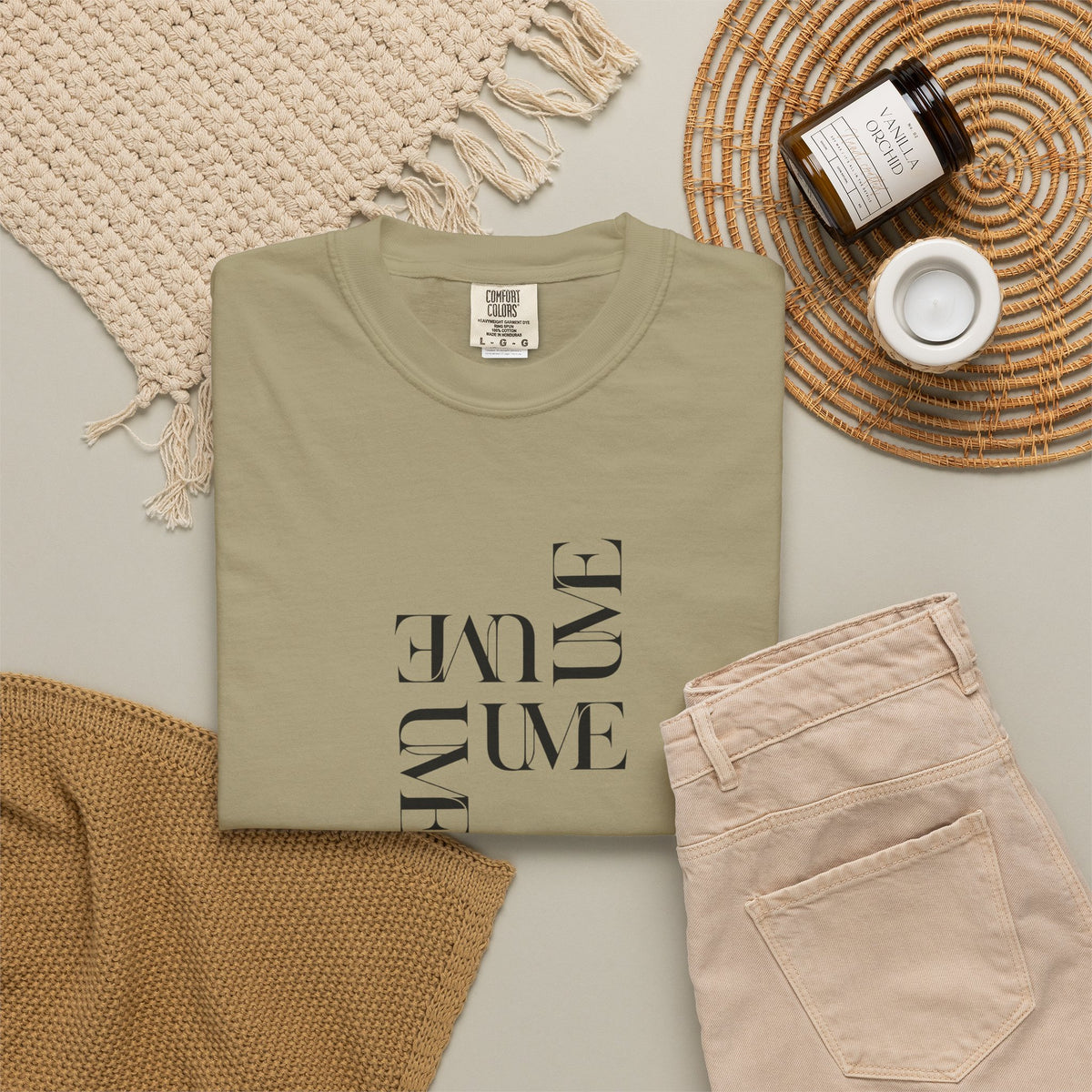 UME Typography Garment-Dyed T-Shirt — White, Ivory & More Colors