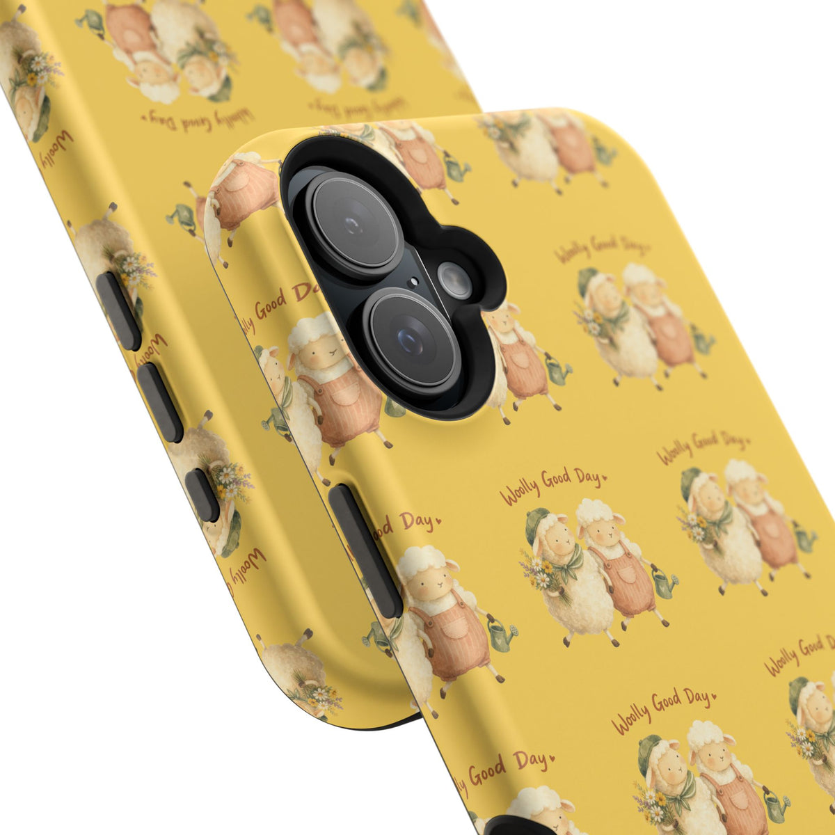 "Woolly Good Day" Phone Case — Yellow Sheep Pattern Magnetic Impact-Resistant Cover