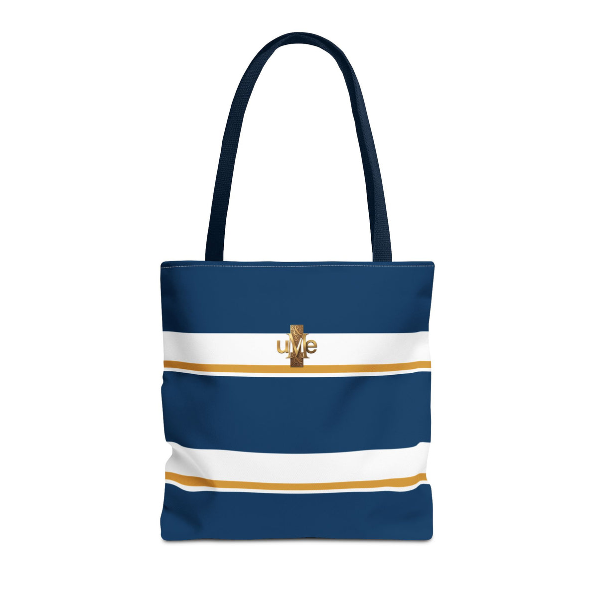 LIVE Cross Tote Bag — Navy & White Stripes with Gold Motif