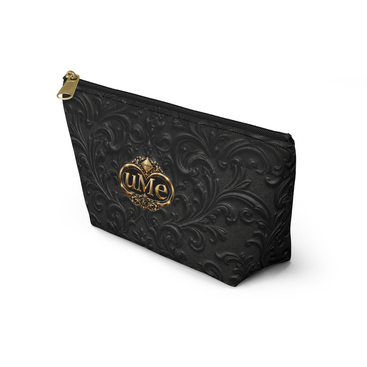 Black UME Gold Crest Accessory Pouch — All-Over Print