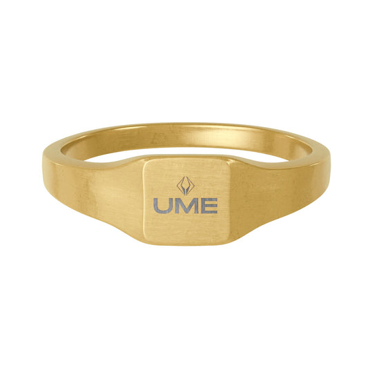 Gold Stainless Steel Square Signet Ring — Custom Engraved Logo & Name