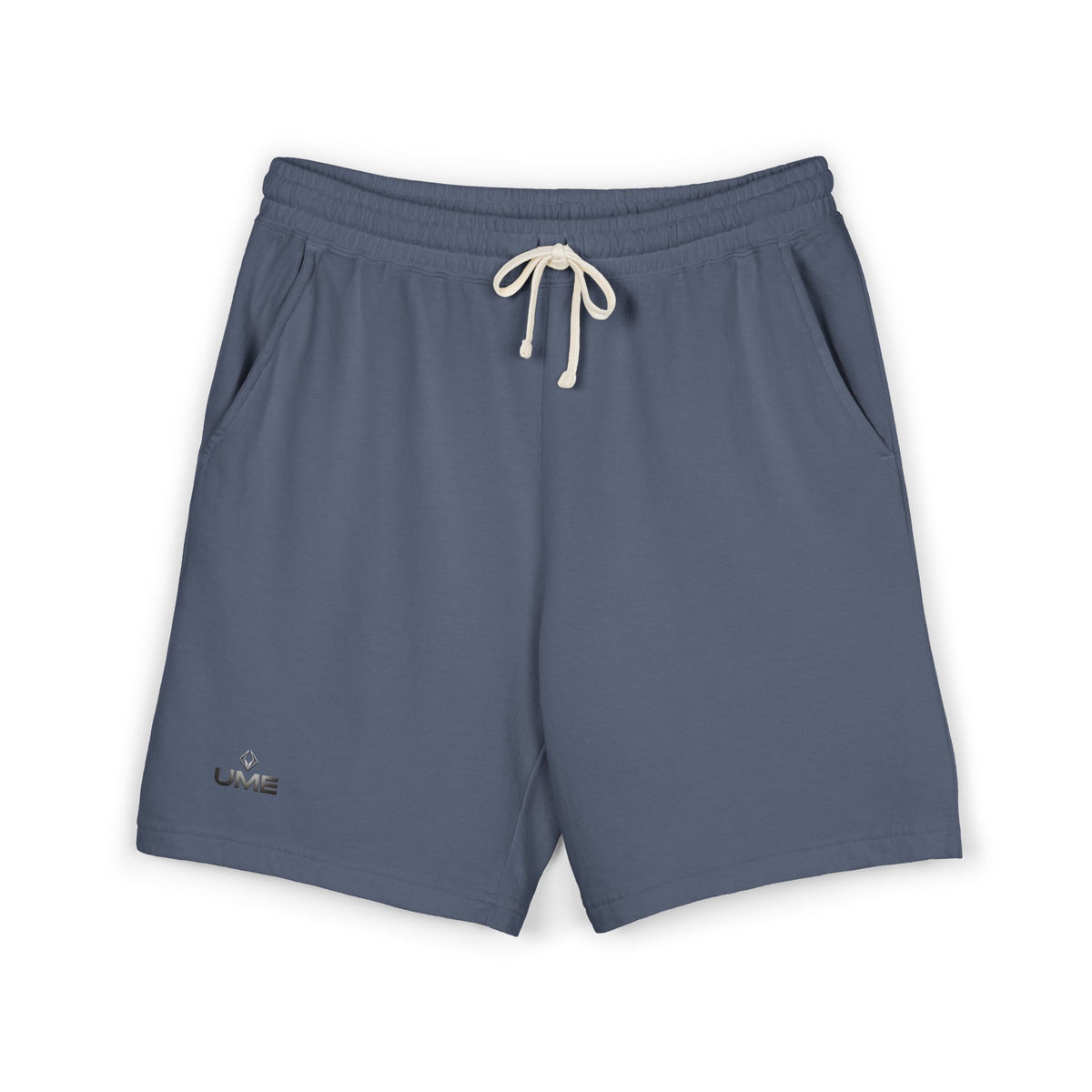 Fleece Sweat Shorts — Garment-Dyed UME Dark Grey Logo All-Over Print
