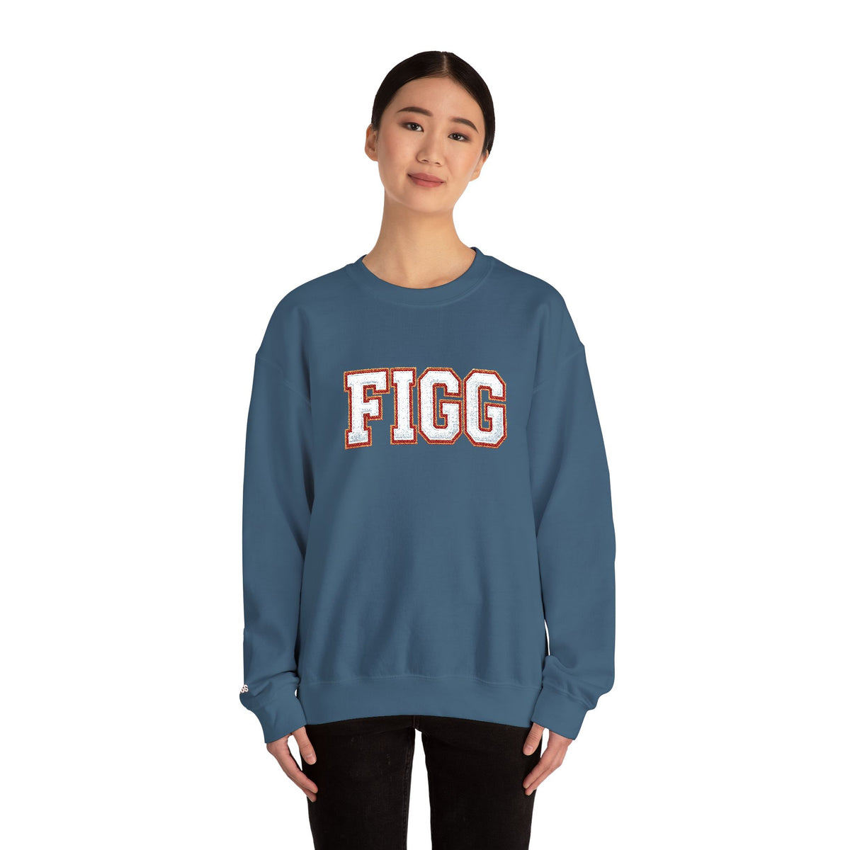 FFiGG Embroidered Collegiate Crewneck — Sport Grey, Black & More Colors