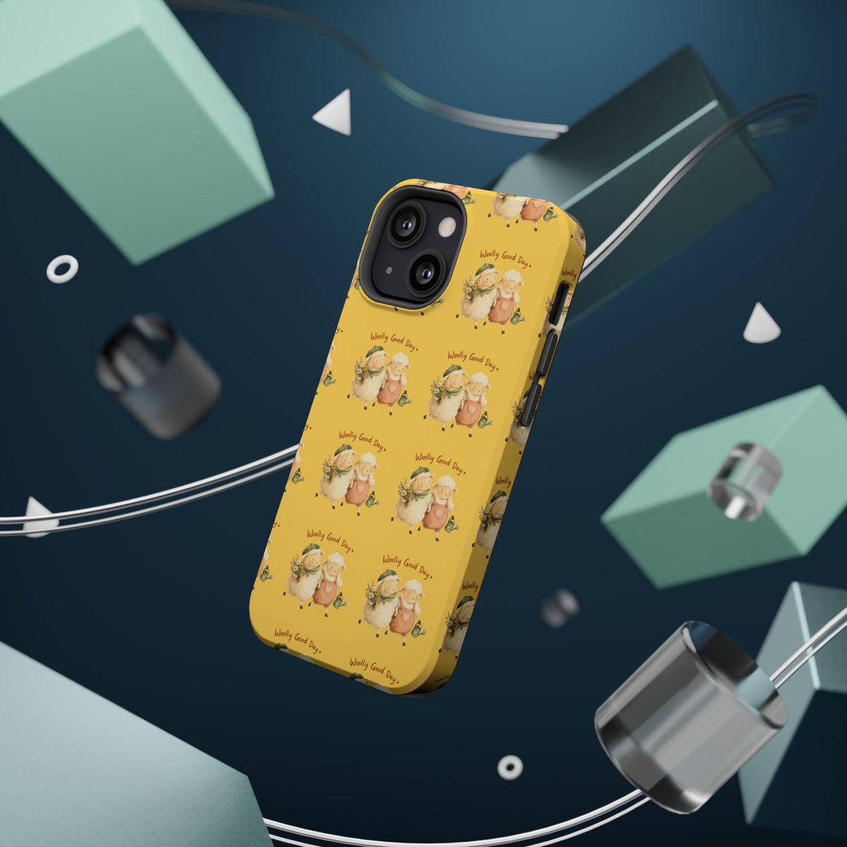 "Woolly Good Day" Phone Case — Yellow Sheep Pattern Magnetic Impact-Resistant Cover
