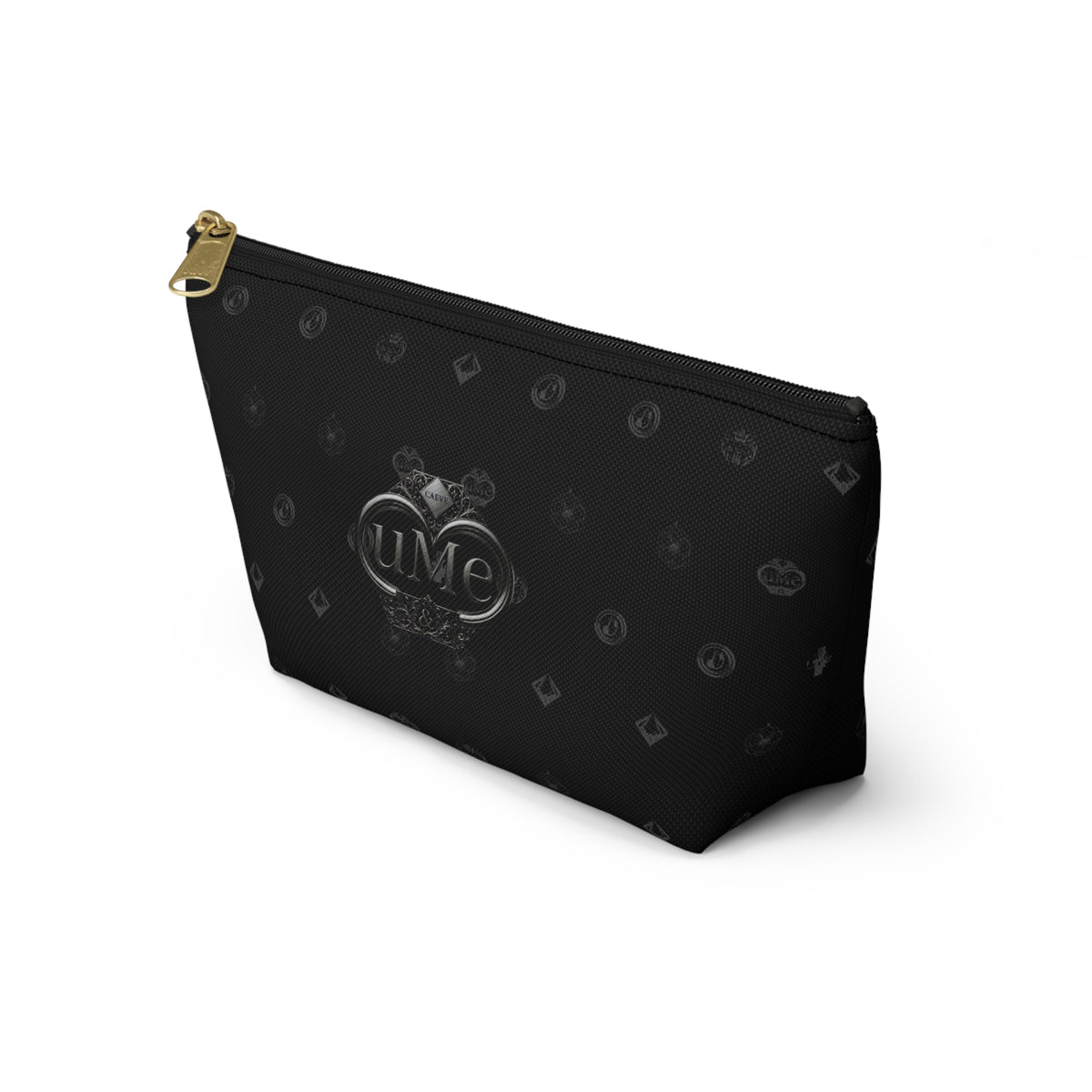 Black Luxe Logo Accessory Pouch — UME T-Bottom Cosmetic Bag