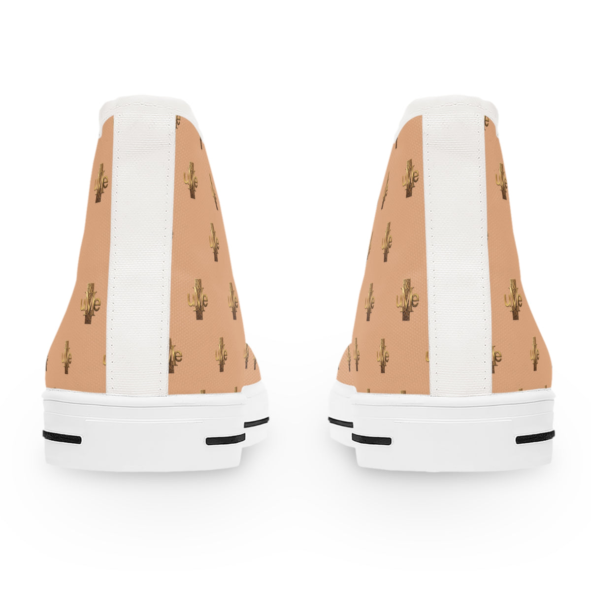 Women’s High-Top Sneakers — Light Peach All-Over Print