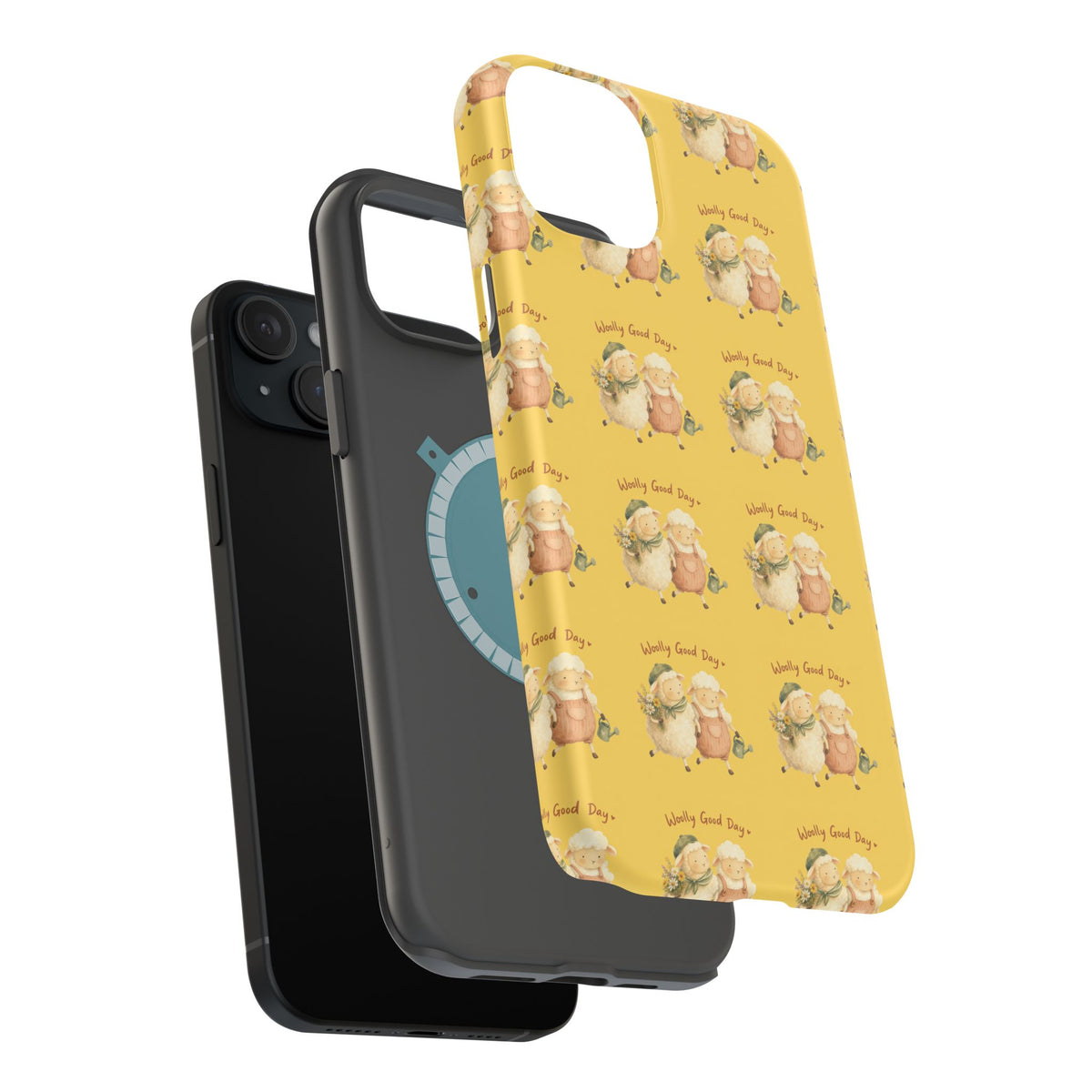 "Woolly Good Day" Phone Case — Yellow Sheep Pattern Magnetic Impact-Resistant Cover
