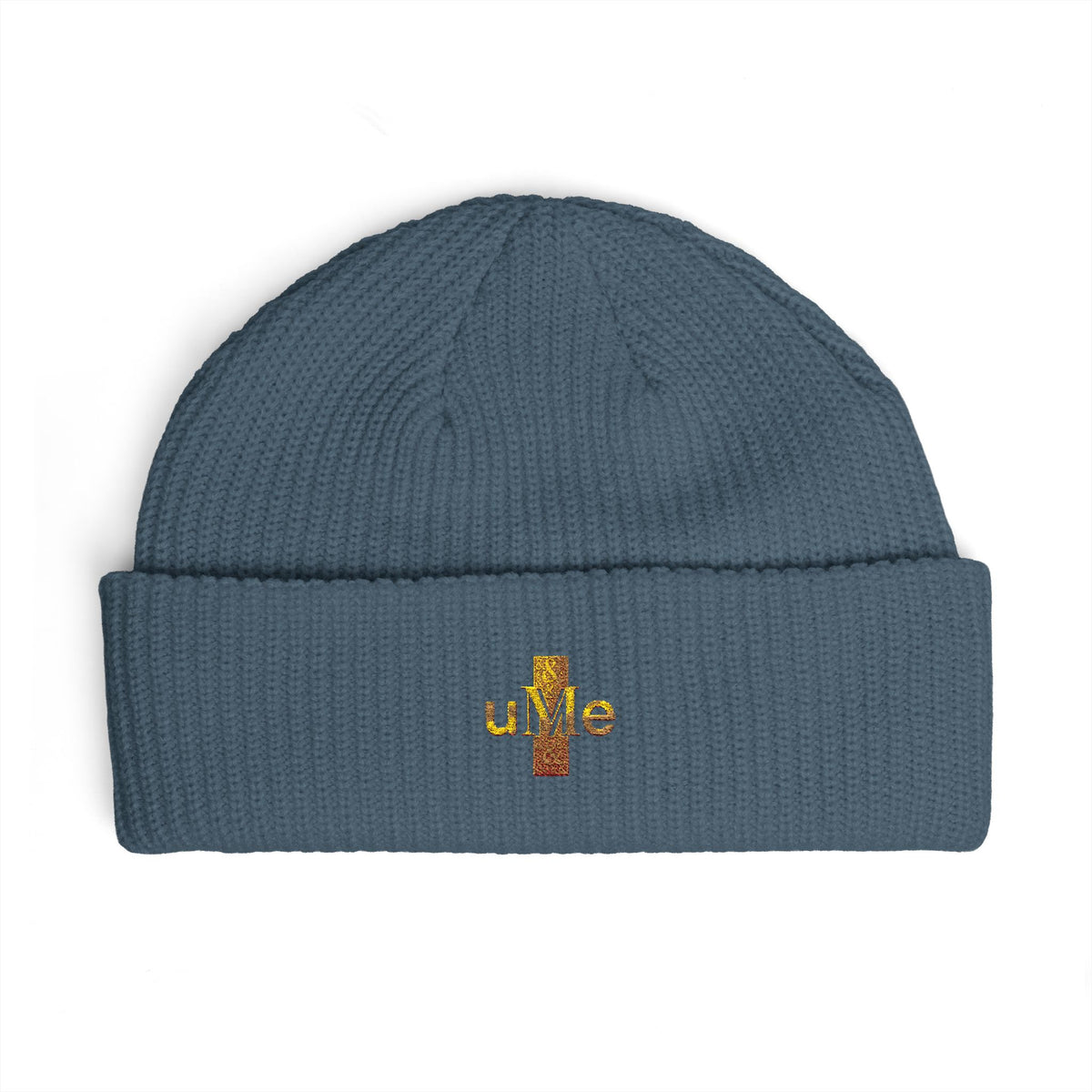Ribbed Cuff Beanie — Multi-Color Gold Embroidered Hat
