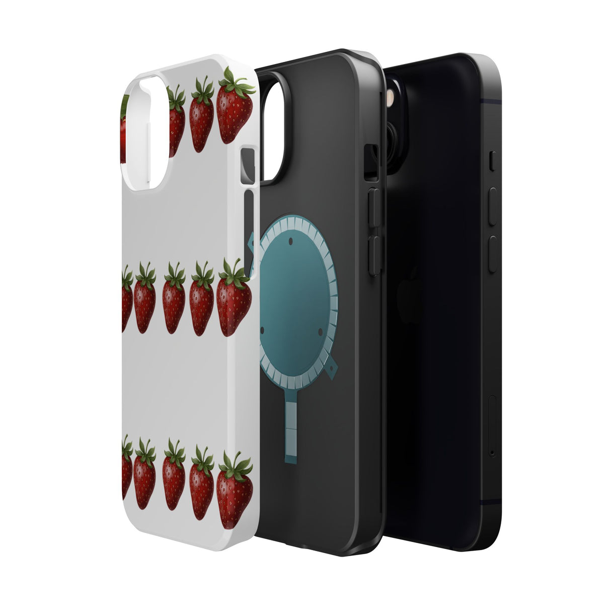 Strawberry Row Phone Case — White MagSafe Magnetic Impact-Resistant Cover