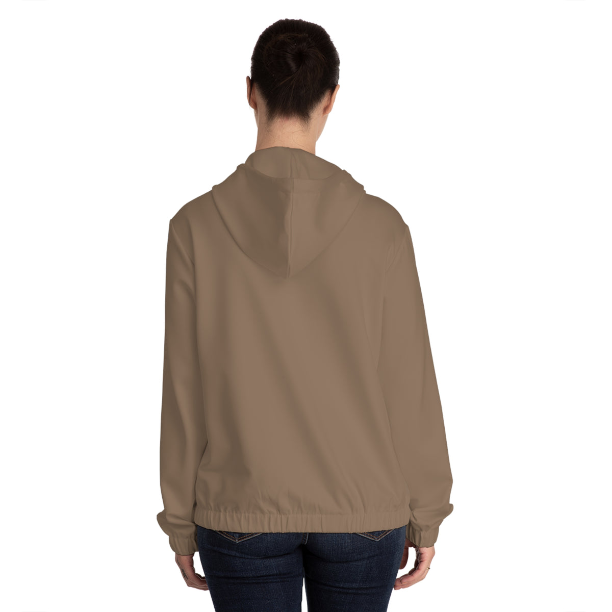 Women’s Full-Zip Hoodie with Retro Stripe Design — Sand All-Over Print