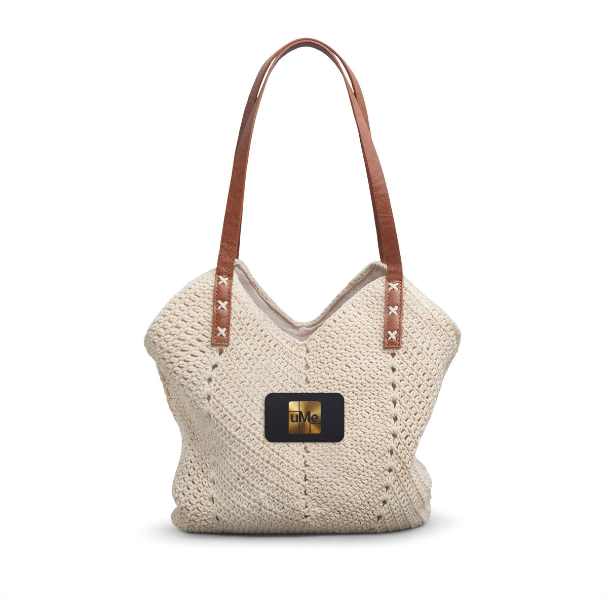 Straw Shoulder Bag – Boho Crochet Tote with Leather Straps
