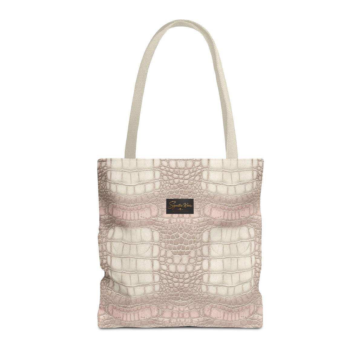 Croc Emboss Tote Bag — Blush Pink Crocodile Texture AOP Tote