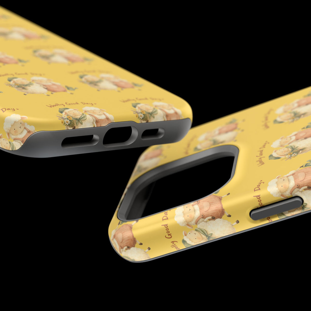 "Woolly Good Day" Phone Case — Yellow Sheep Pattern Magnetic Impact-Resistant Cover