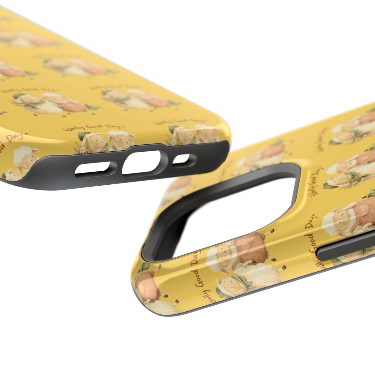 "Woolly Good Day" Phone Case — Yellow Sheep Pattern Magnetic Impact-Resistant Cover