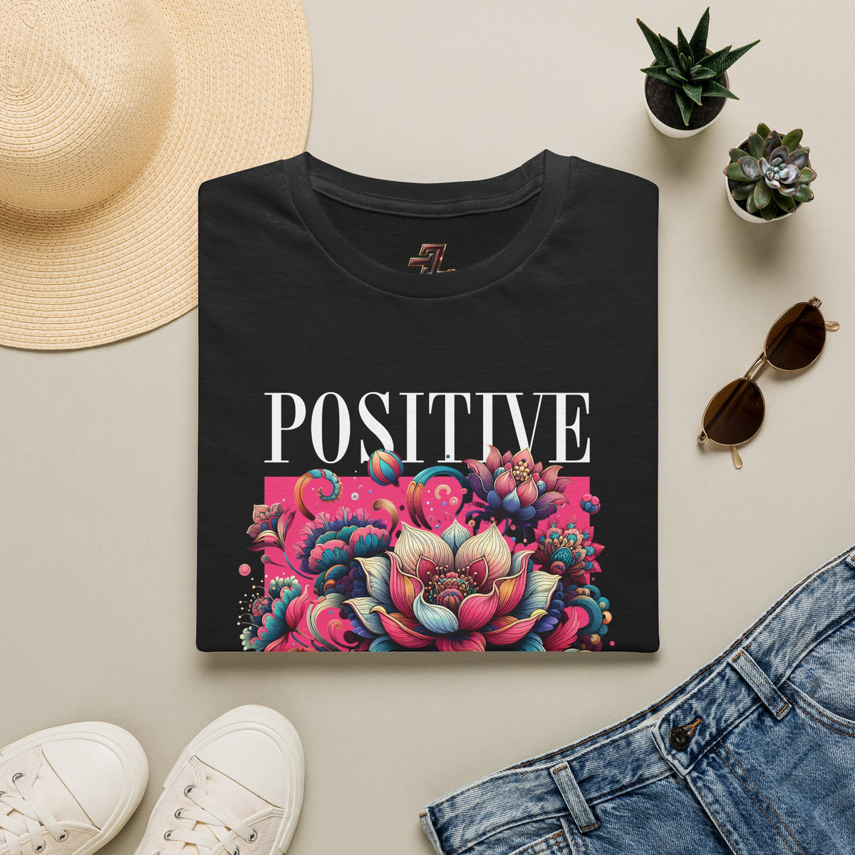 Positive Vibes T‑Shirt — Floral Retro Graphic Tee