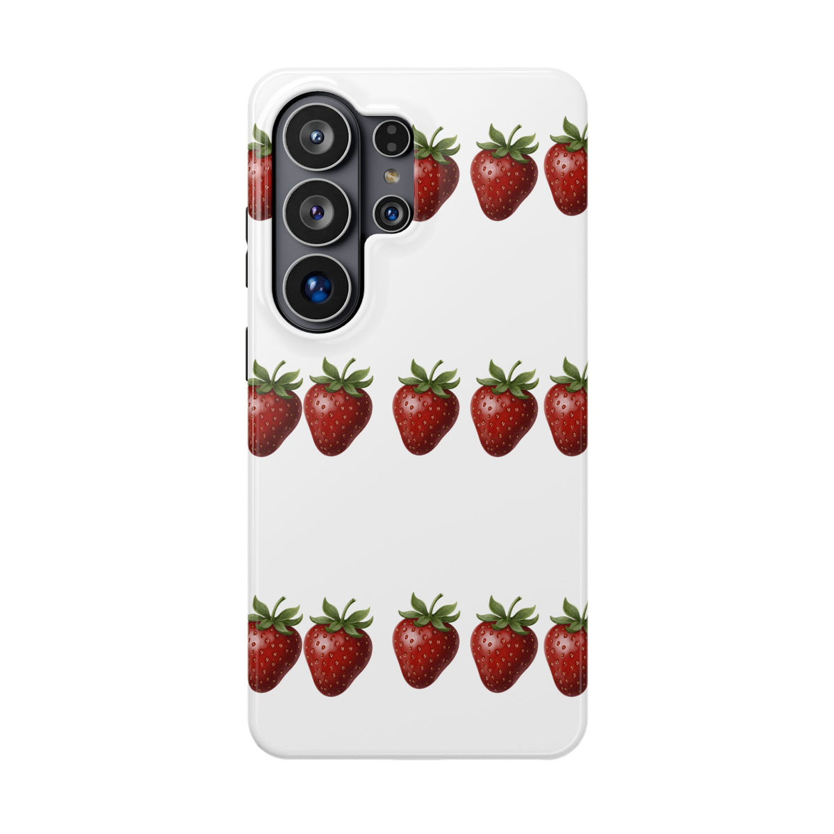 Strawberry Row Phone Case — White MagSafe Magnetic Impact-Resistant Cover