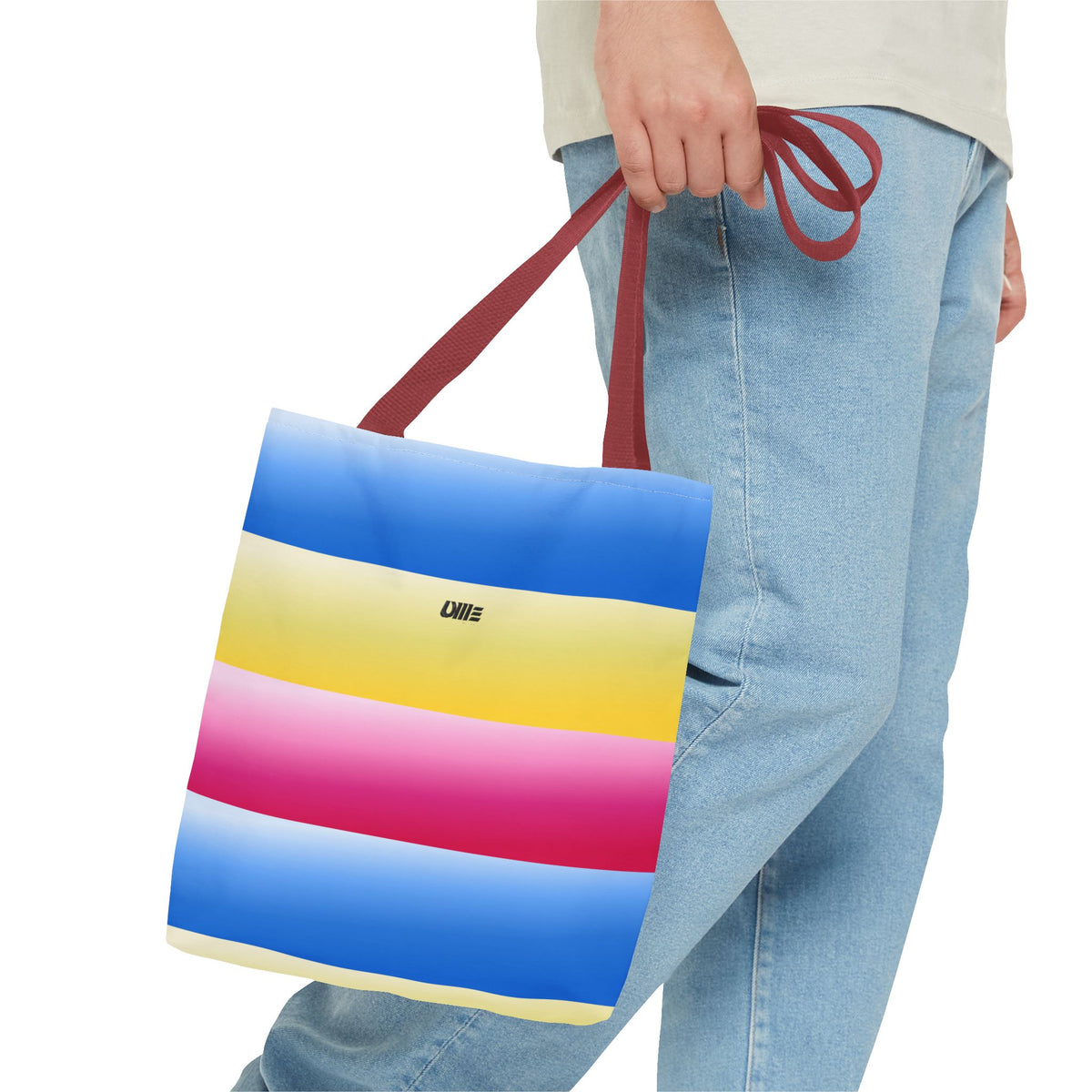 Colorful Pride Stripes Tote Bag – Pastel Blue, Yellow & Pink AOP