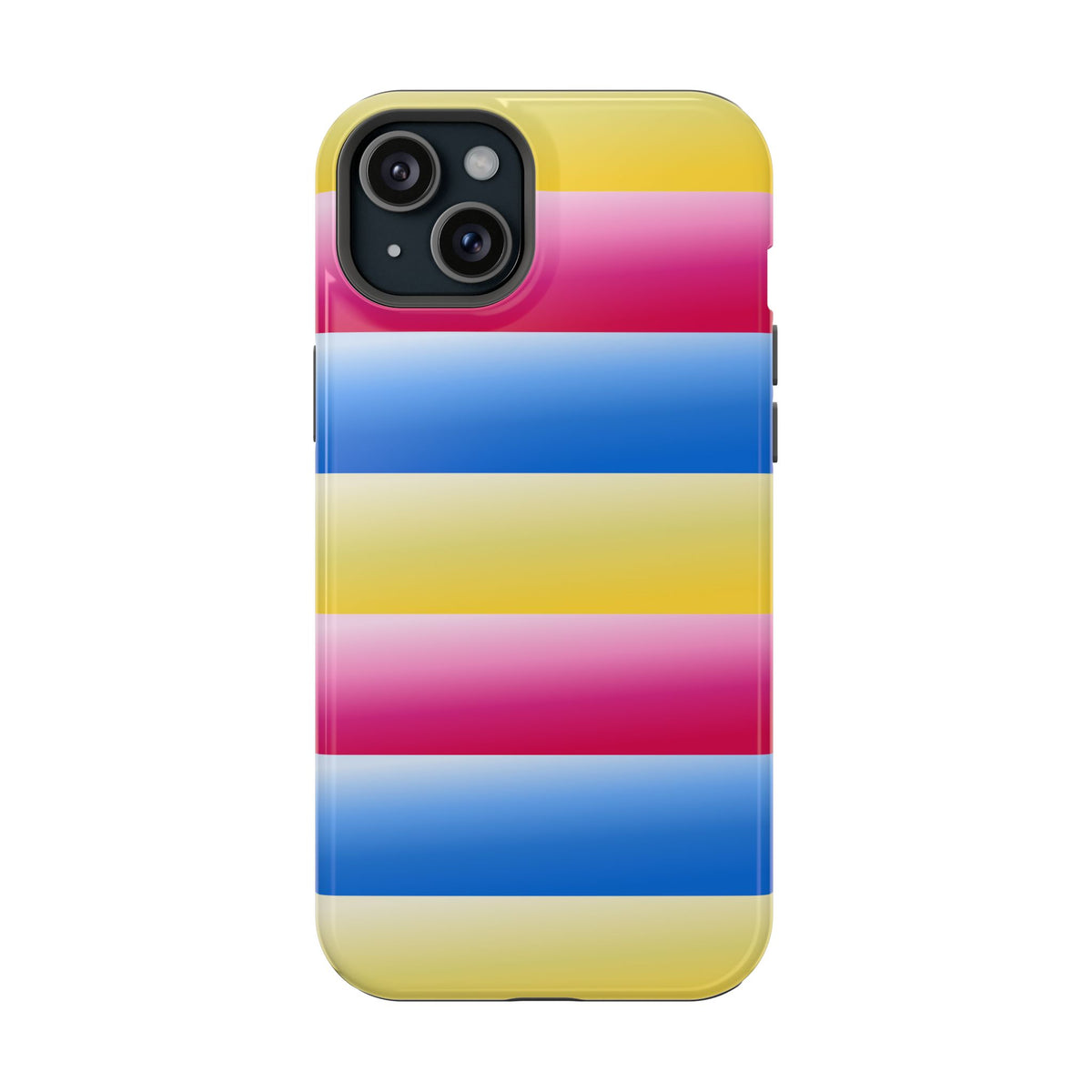 Striped Magnetic Impact-Resistant Phone Case — Colorful Pink Blue Yellow Protection